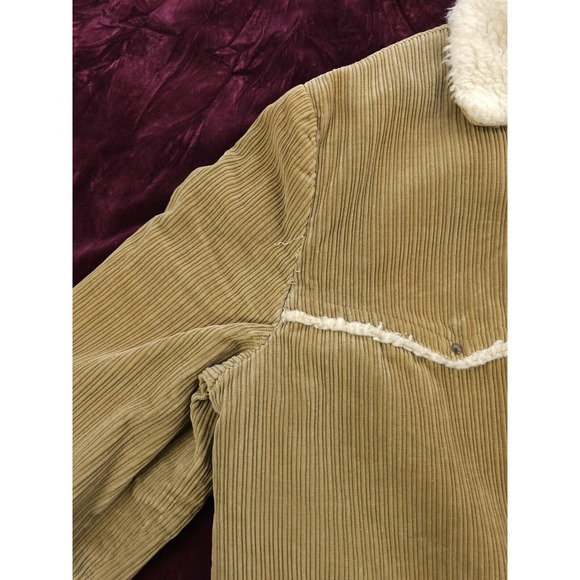 Vintage 1970s McGregor Tan Corduroy Sherpa Lined Western Marlboro Jacket 46 - Picture 7 of 10